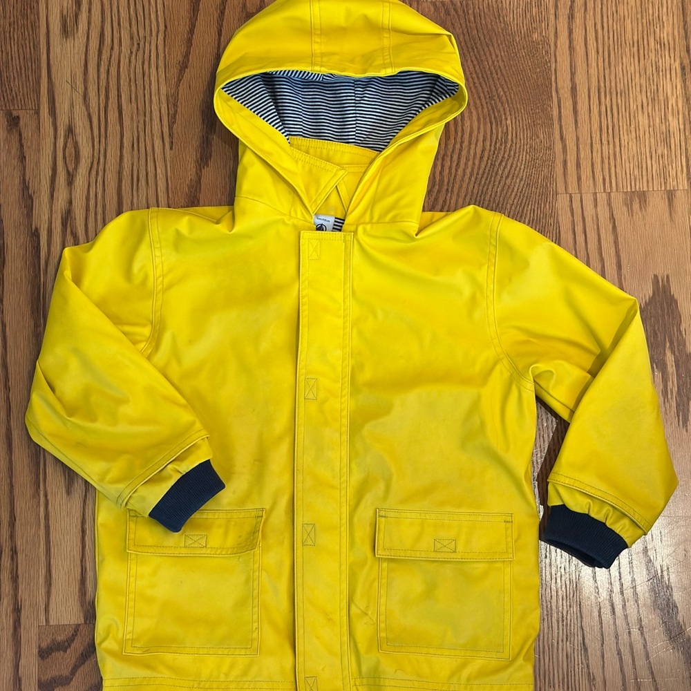 Petit Bateau Organic Cotton Lines Bright Yellow Kids Raincoat